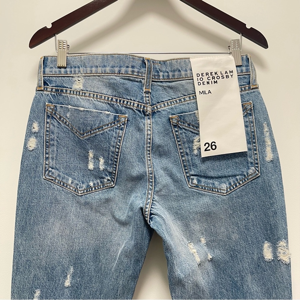 Derek Lam Mika Mid Rise Girlfriend Distressed Blue Jean Size 26 - Picture 7 of 14
